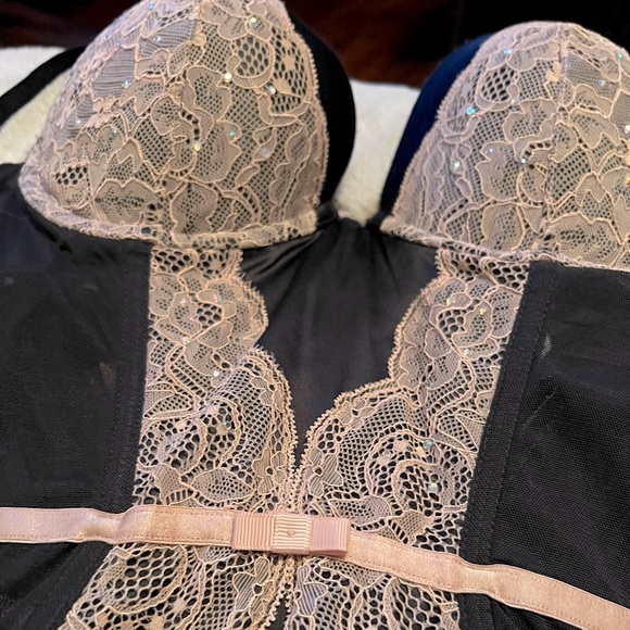 Adore Me Pink and Black Lace Lingerie - Picture 3 of 5